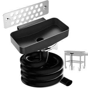 lot 9334 image: Upgraded Grease Funnel for Blackstone Griddles, Magnetic Stainless Steel Food Catcher with Funnel Collector & Silicone Drain Hose, Continuous Oil & Water Drain, No Mess, No Tools