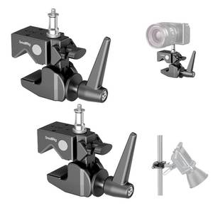 lot 9340 image: SmallRig Super Clamp Kit 2-Pack, Heavy Duty Max Load 33lb 15kg, with a 14-20 & a 38-16 Top Screw on a 58 Stud, for Photography Studio Video Camera Lighting, for Round Pipe and Flat Surface 5318