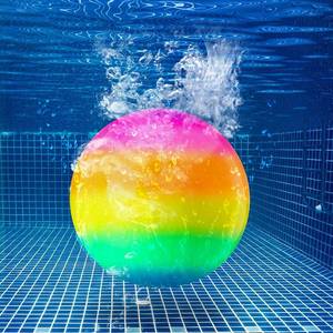 lot 9343 image: Hiboom 9 Inch Swimming Pool Diving Balls Underwater, Pools Toys Ball with Water Filling Adapter for Underwater Passing, Dribbling, Diving and Pool Games for Teens, Adults(Rainbow Style)