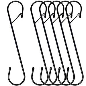 lot 9344 image: 6Pcs S Hooks Hanging 12 inch Heavy Duty Large S Hooks with Safety Buckle, Long S Hook for Hanging Plant, Utility Hooks, Long Heavy Duty Hanging Hooks for Kitchen, Bathroom, Garden, Indoor, Outdoor