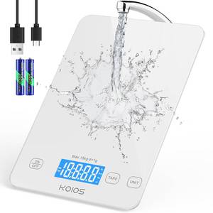 lot 9345 image: KOIOS Kitchen Scale, 33lb15kg Digital Food Scales Weight in Grams and Ounces for Cooking Baking, 1g0.1oz Precise Graduation, Batteries and Type-C Charging, Tare Function, LCD Display, White