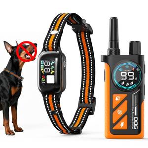 lot 9348 image: 2 in 1 Dog Bark and Shock Collar - 4500FT Bark Collar with Remote Control, Anti Bark and 3 Training Modes (Tone, Vibration, Safe Shock), IP67 Waterproof, Portable Training Collar for 5-120lbs Dogs