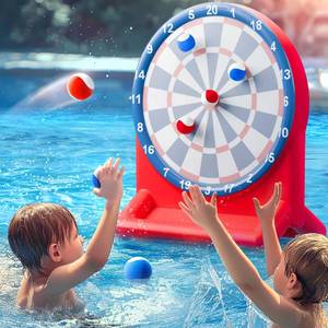 lot 9349 image: Funscape Kids Fun Pool Toys, Inflatable Dart Board Toss Water Game, Swimming Pool Floats, Beach Yard Outdoor Ball Play, Summer Party Birthday Gift 3 4 5 6 7 8 9 12 Yrs Boys Girls Teen Adult Family-Red