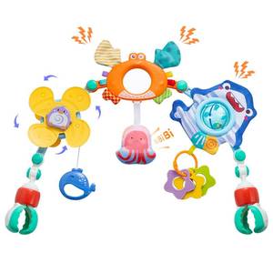 lot 9350 image: Baby Stroller Arch Toy, Car Seat Toys, Adjustable Arch Stroller toy with Hanging Sensory Activity toys,fits on Baby Bouncer, Bassinet, Stroller, Crib and Car Seats for baby infant Boy Girl 0-18 Months