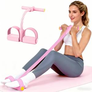 lot 9370 image: Pedal Resistance Bands with Handles, Upgrade 6-Tubes Elastic Bands for Exercise, Natural Rubber Foot Pedal Resistance Bands, Multifunction Fitness Bands for Abdomen, Waist, Arm, Leg, Pilates (Pink)