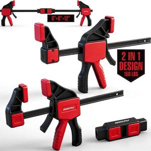 lot 9373 image: 3-Piece 6 Inch Bar Clamps for Woodworking with Clamp Connector, 6 Quick-Release Wood Clamps with 150 LBS Load Limit, Trigger Clamp Set, One-Handed ClampsSpreader Ideal for Woodworking DIY Projects