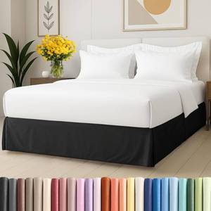 lot 9378 image: Pleated Bed Skirt Queen Size - 3 Sided Pleated Bed Skirt Queen - Ultra-Soft, Easy Fit with 15 Inch Tailored Drop - Hotel Quality, Wrinkle Free & Fade Resistant - For Women, Men, Kids and Teens - Black