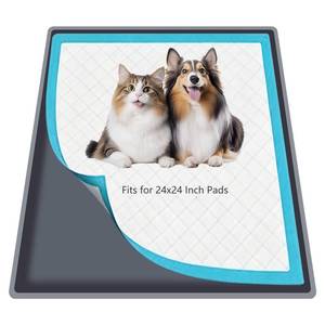 lot 9379 image: Silicone Dog Pee Pad Holder for Standard 24x24 in Pads, Non-Slip Leak-Proof Puppy Pad Tray, Portable Puppy Training Mat with Raised Edges for Floor Protection, Easy to Clean