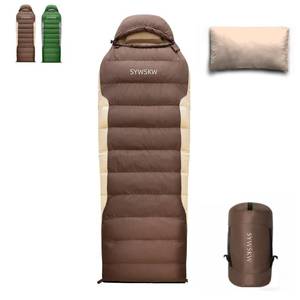lot 9392 image: SYWSKW Ultralight Down Sleeping Bag with Pillow,15°F 32°F 46°F Sleeping Bag for Women,Men,Youth Backpacking,Hiking and Camping Outdoor with 680FP Duck Down (Coffee, 500g Down Filling)