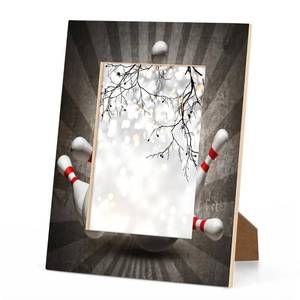 lot 9394 image: Tavisto Bowling 4x6 Picture Frame Sport Themed Bowling Wooden Photo Frames for Tabletop Display Wall Mounting Fits 4x6 Pictures Home Office Decor