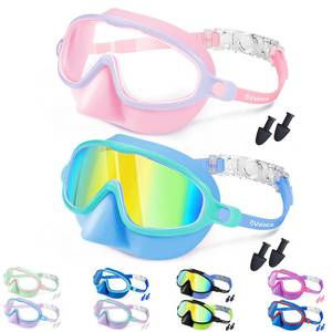 lot 9396 image: Vvinca Swim Goggles with Nose Cover, 2 Pack Wide View Diving Mask Anti-Fog UV No Leak Toddlers Swimming Goggles for Kids 3-12