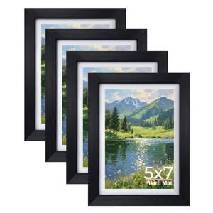 lot 9400 image: Giftgarden 5x7 Picture Frame Set of 4, 6x8 Matted to Display 5 by 7 Photo with Mat or 6 by 8 without Mat for Wall or Tabletop, Black