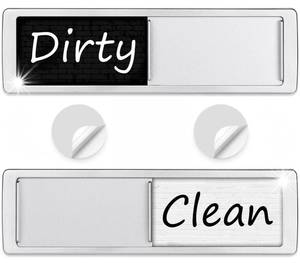 lot 9408 image: Dishwasher Magnet Clean Dirty Sign Shutter Only Changes When You Push It Non-Scratching Strong Magnet or Adhesive Options Indicator Tells Whether Dishes are Clean or Dirty (Tiles WhiteBlack)