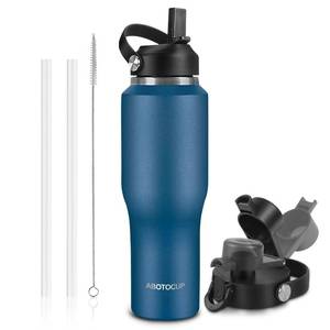 lot 9411 image: ABOTOCUP 32oz Water Bottle Insulated with Powder Coated, Fit in Any Car Cup Holder, Blue Water Bottles with Straw and Spout Lids, Stainless Steel Insulated Double Wall Leak-proof BPA Free