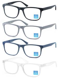 lot 9421 image: OLOMEE Blue Light Blocking Reading Glasses Mens Large Wide Oversized Square Computer Readers Glasses 1.50 for Men with Big HeadLarge Face 4 Pack