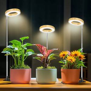 lot 9425 image: Aokrean Grow Light, 48 LEDs Full Spectrum Plant Lights for Indoor Growing, Height Adjustable Wood Grain Plant Grow Light with Base, 3 Optional Spectrums, Auto Timer 61216Hrs, 5 Brightness