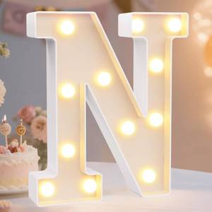 lot 9434 image: Pooqla LED Marquee Letter Lights Sign, Light Up Alphabet Letter for Home Party Wedding Decoration N