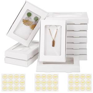 lot 9440 image: Crtiin 30 Pack Jewelry Gift Boxes Bulk with Clear Window & Thank You Sticker 5.4x3.4x0.7 Small Jewelry Packaging Box for Necklaces Earring Ring Bracelet Small Business (White)