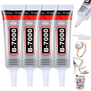 lot 9447 image: B7000 Glue Clear for Rhinestones, 4pcs 15mL Strong Adhesive B-7000 Jewelry Bead Gem Glue with Precision Tip, Quick Dry Bedazzling Adhesive for Jewelry Making Clothe Fabric Shoes DIY Crafts Nail Art