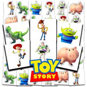 lot 9448 image: Disney Toy Story Tattoos Party Favors Bundle  72 Perforated Individual 2 x 2 Toy Story Temporary Tattoos for Kids Boys Girls (Toy Story Party Supplies)