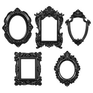 lot 9451 image: 5PCS Vintage Miniature Picture Frames, Baroque Resin Picture Frame, Mini Black Photo Frame, Tiny Ornate Photo Frames for DIY Crafts, Party Wedding Decoration, Jewelry Display, Photography, Wall Decor