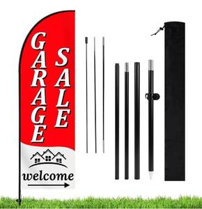 lot 9454 image: Garage Sale Sign,Feather Advertising Flag & Pole Kit,Yard Garage Sale Banner Flag,Business Sign Flag Pole Kit for Sales Event