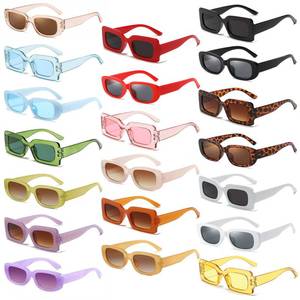 lot 9469 image: QYVEWY 20 Pack Rectangle Sunglasses Bulk for Adult Retro 90s Small Sun Glasses UV400 Protection (20Colors)