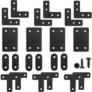 lot 9481 image: QSJ 22 Pack Straight Brace Stainless Steel Black Flat Brace Straight Corner Braces Straight Brackets Metal Flat Straight Mending Plates with Screws