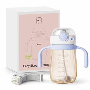lot 9491 image: NCVI PPSU Milk Straw Sippy Cup Spill Proof for Toddlers 1-3 Years Old, Lightweight Baby Training Water Bottle with Weighted StrawHandleStrapLid, Babys First Straw Cup, BPA-free 10floz (Blue)