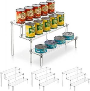 lot 9501 image: Can Rack Organizer for Pantry, 3-Tier Acrylic Cans Organizer for Pantry, Clear Canned Goods Holders for Kitchen Cabinet, Tiered Soup Can and Canned Food Storage Rack