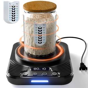 lot 9503 image: Banyaa Sourdough Starter Warmer with Temp Strips - Precise Thermostat (70-110°F), Intelligent Memory &amp 24H Timer, Bread Baking Supplies Tools (Black)