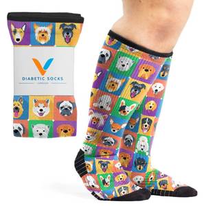 lot 9533 image: Viasox Compression Socks for Women and Men, Knee High Socks 12-15 mmhg Circulation Support for Flight, Travel, Daily (US, Alpha, Medium, Regular, Regular, Dogs)