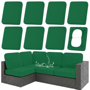 lot 9534 image: hyha Waterproof Outdoor Cushion Covers for Patio Furniture, Stretch Patio Chair Cushion Slipcovers, Coated UV Resistant Replacement Seat Covers, Solid Color (Green, 8PC)