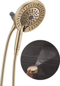 lot 9558 image: Delta 6-Setting In2ition 2-in-1 Dual Shower Head with Handheld High Pressure ProClean Spray, Brushed Gold Detachable Shower Head with Hose, 1.75 GPM Flow Rate, Champagne Bronze 75655CZ