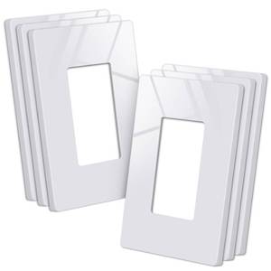 lot 9564 image: CML Screwless Wall Plate Cover, 1-Gang Mid-Size 4.88 x 3.12, Midway Faceplate Cover for Decorator Receptacle Outlet & Switch, UL Listed, 6 Pack, White