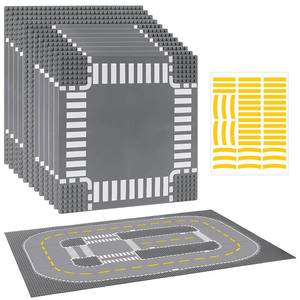 lot 9569 image: 12 Pack Road Base Plates for Building, Compatible with Lego Classic Bricks, 10 x 10 Baseplates Fits for Lego Roads, Road Base Plates for City Sets (Attached DIY Stickers)