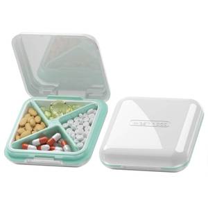 lot 9571 image: DUBSTAR Small Pill Box for Purse, Moisture Waterproof Travel Pill Case with 4 Compartments, Daily Pill Organizer for Vitamins & Medication (S-White)