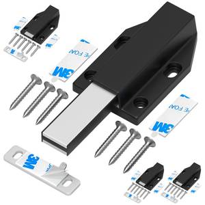 lot 9587 image: Magnetic Push Latch Without Nail Installation Tonitrui Heavy Duty Magnetic Touch Latches for Large Door Push Release Latch Kitchen Drawer Push Catch Press Out Latch (Black 2 Pack)