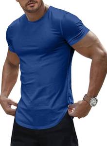 lot 9601 image: JMIERR Mens Short Sleeve Casual T Shirt Muscle Slim Fitted Crewneck Longline Big and Tall Size Tees Shirts for Gym Workout, US 52(3XL), Dark Blue