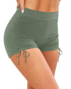 lot 9606 image: Yonique Women Swim Shorts High Waisted Swimsuit Shorts Tummy Control Bathing Suit Bottom Plus Size Boyshorts Olive Green S