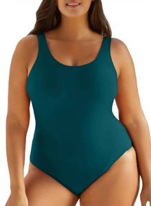 lot 9618 image: Eytino Plus Size Swimsuit for Women Back Crisscross Sports Tummy Control One Piece Bathing Suits,2X Sea Green