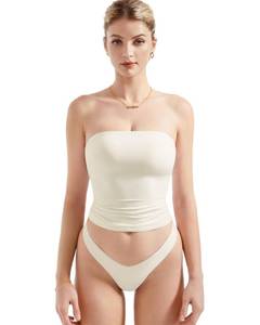 lot 9623 image: SUUKSESS Women Sexy Tube Top Summer Y2K Going Out Tops Casual Sleeveless Double Lined Basic Tank Top (White, XS)
