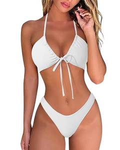 lot 9626 image: OMKAGI Sexy Thong Bikini Set for Women Swimsuit Push Up String Brazilian Bathing Suits(XL,White)
