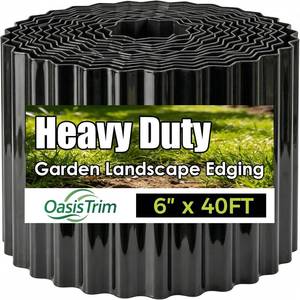 lot 9632 image: 6 x 40ft Corrugated Metal Garden Edging, Rust-Resistant Border (Black)