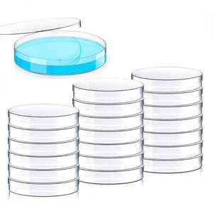 lot 9634 image: 20 Pack Sterile Plastic Petri Dishes with Lid, 90mm Dia x 15mm Deep