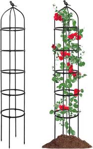 lot 9638 image: 6.7ft Garden Obelisk Trellis for Climbing Plants, Metal Plant Support Tower