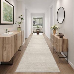 lot 9649 image: Art&Tuft Non-Slip Runner Rug - 26 x 10 Low-Pile, Washable, Beige
