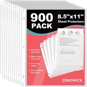 lot 9652 image: 900 Pack 8.5 x 11 Clear Sheet Protectors for 3-Ring Binders