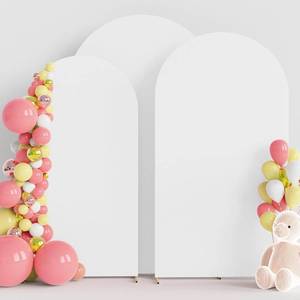 lot 9656 image: Wokceer Wedding Arch Cover Set of 3, Spandex Fitted Covers for Arches White