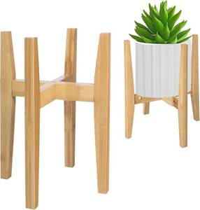 lot 9658 image: Rnined Indoor Bamboo Plant Stand, Adjustable Corner Shelf for 8 12 in Pots